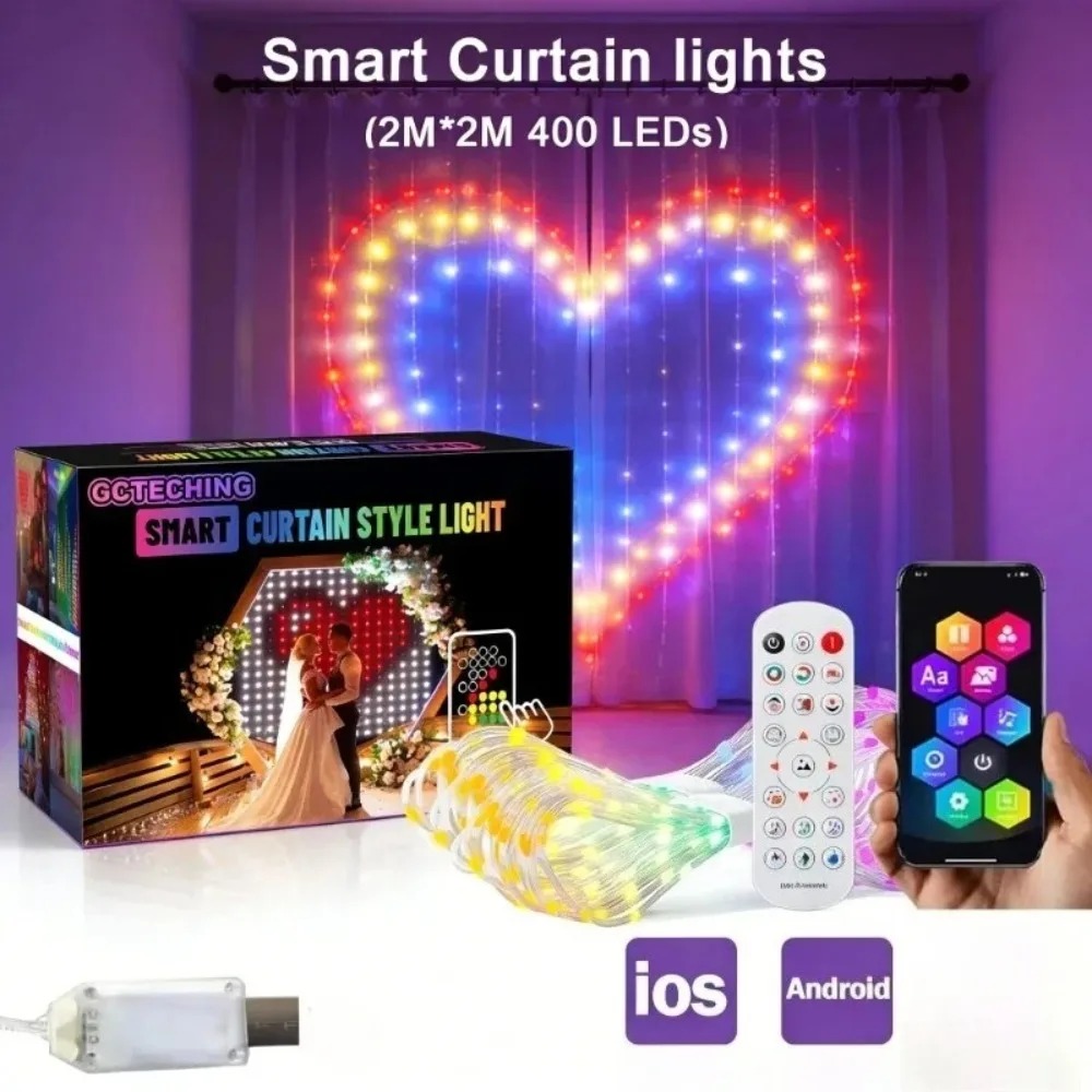 Outdoor Lighting For Christmas - Outdoor LED Pixel Curtain Lights Bluetooth