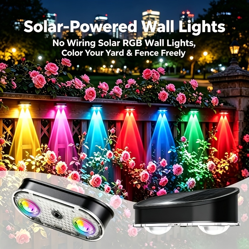 Outdoor Lighting For Fence - RGB Solar Fence Light IP44, 8