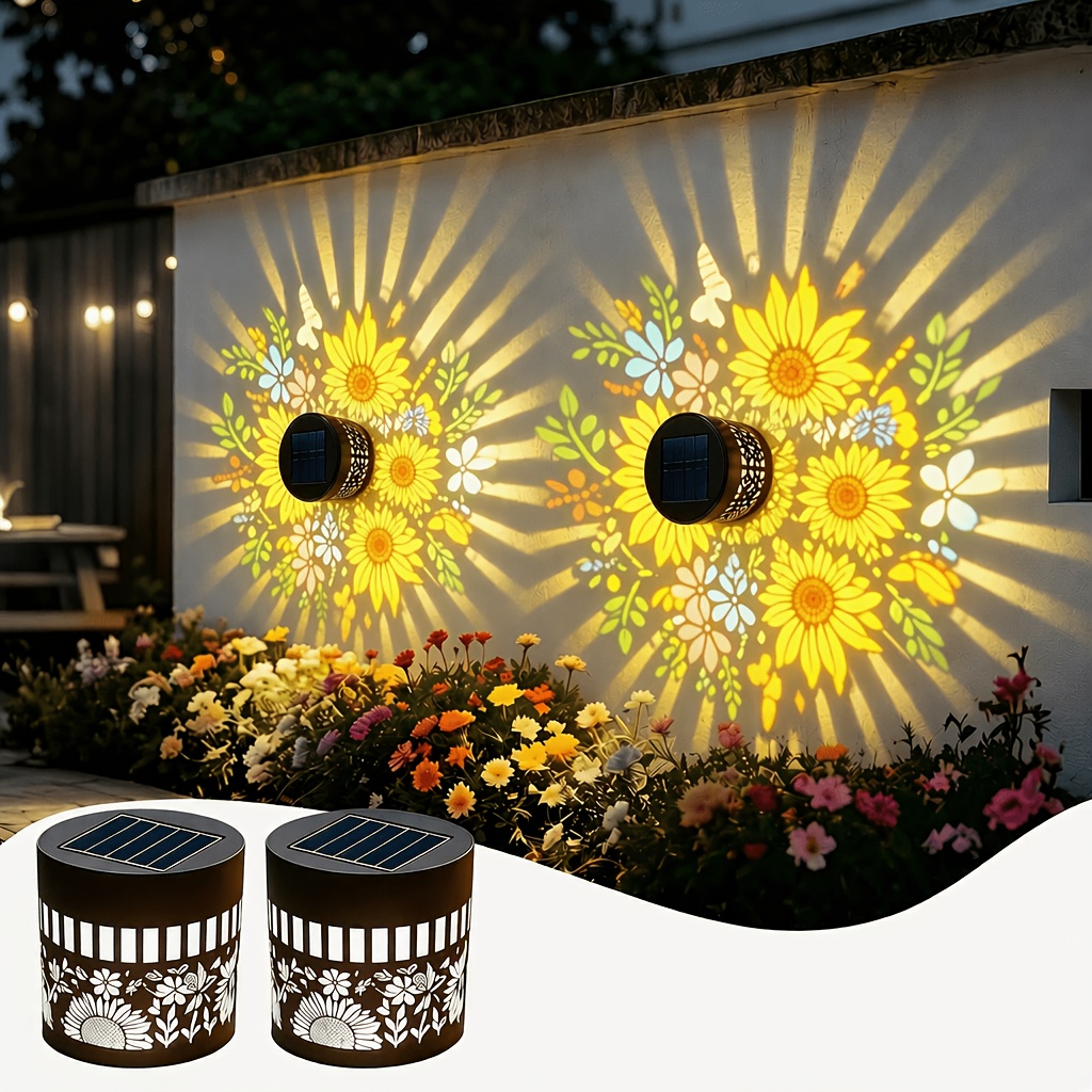 Outdoor Lighting For Fence - 2 Pack Solar Fence Lights, Metal