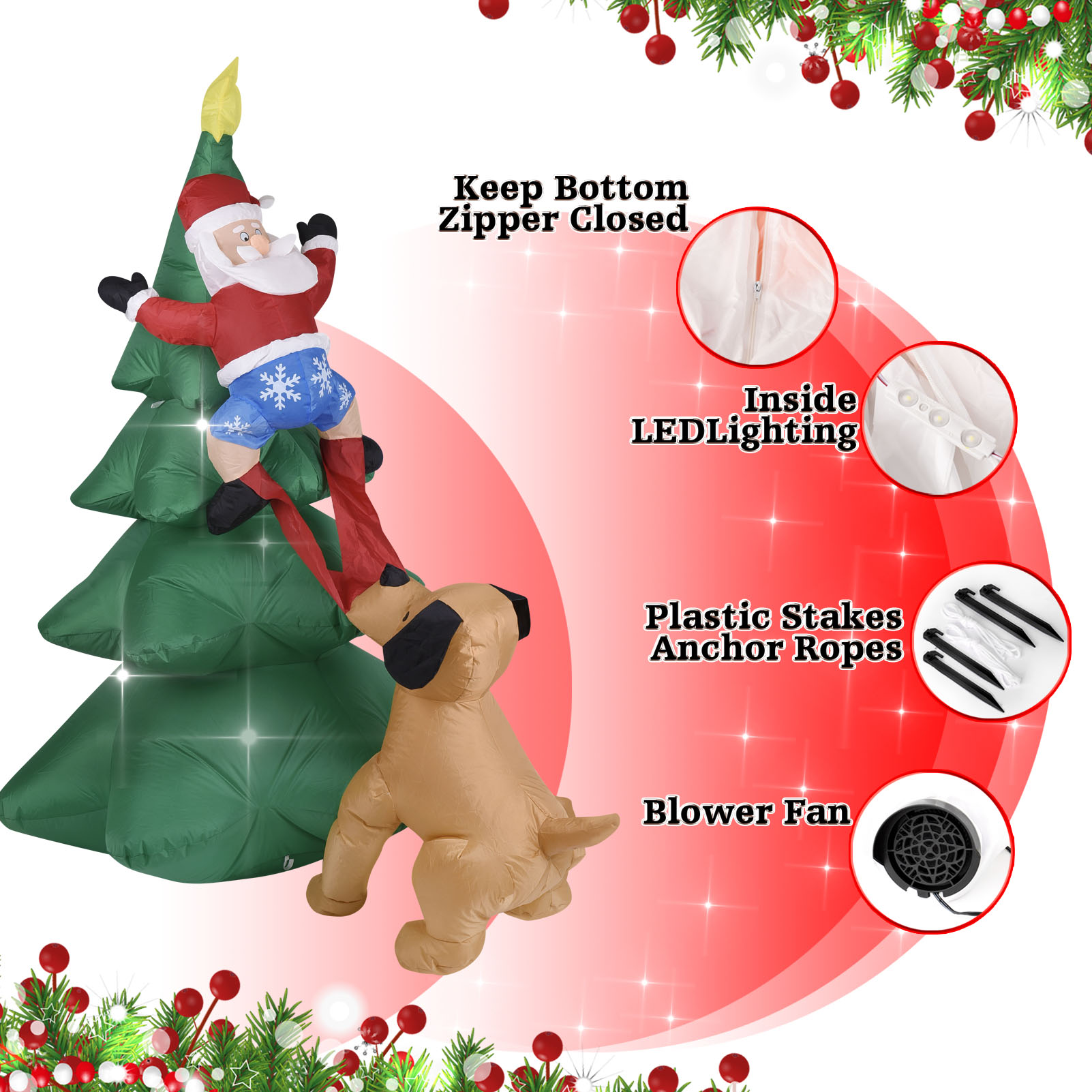 Christmas Inflatable Dog  w/Sa - Outdoor Lighting For Christmas review and price