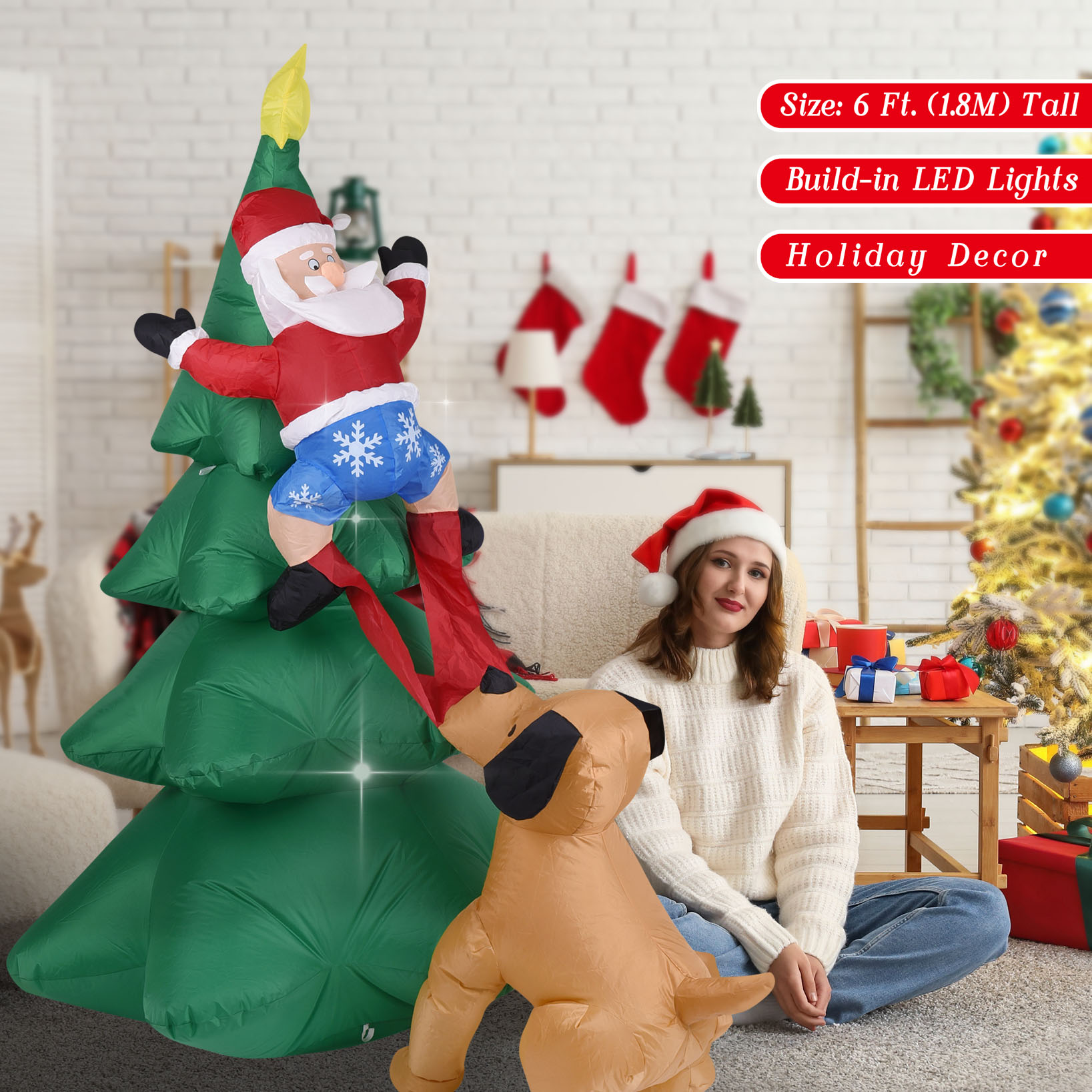 Christmas Inflatable Dog  w/Sa - Outdoor Lighting For Christmas review and price